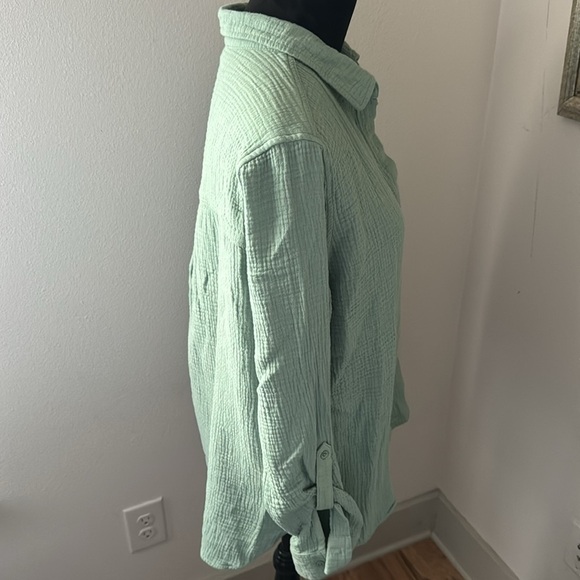 Calvin Klein Jeans buttoned down women’s double gauze cotton top blouse Sz L - Picture 4 of 9